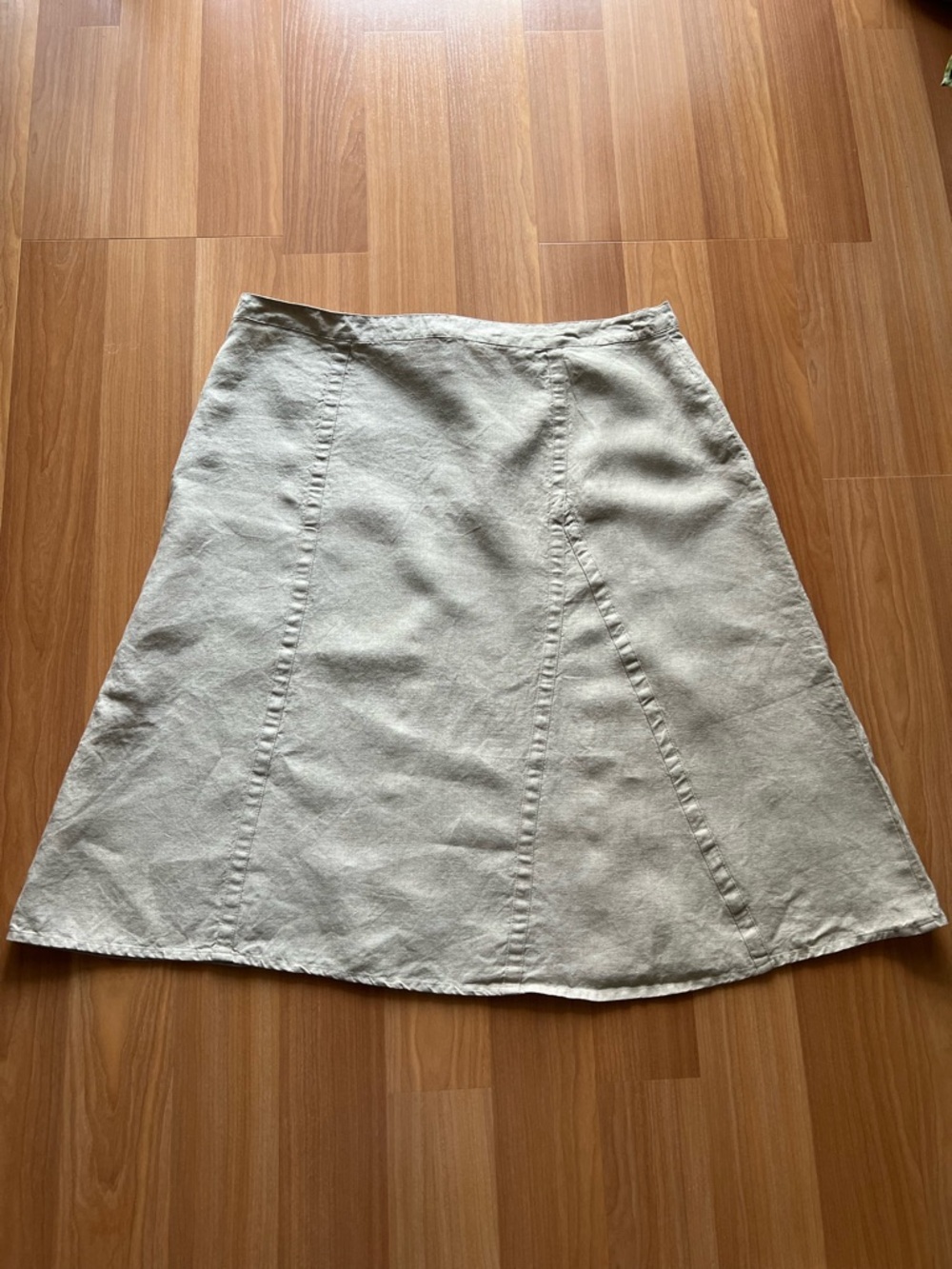 Eileen Fisher Linen Skirt XL Beige A-Line Minimalist - Picture 3 of 10